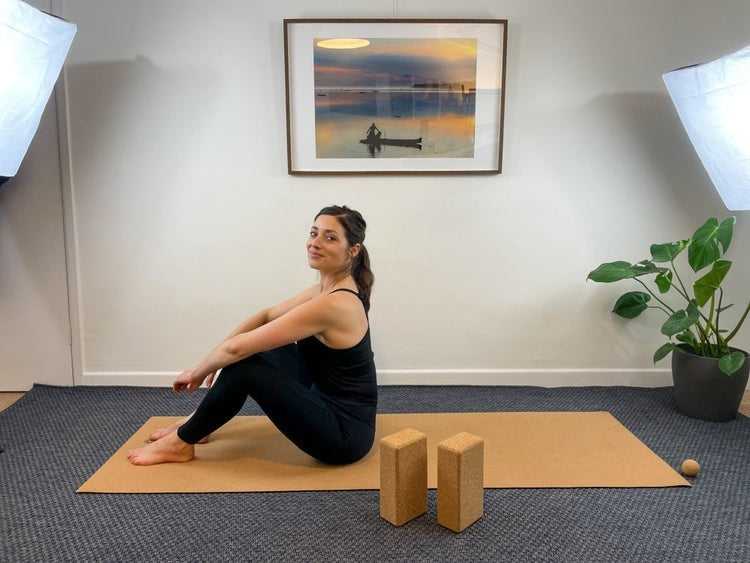 A stable yoga pose on a cork mat